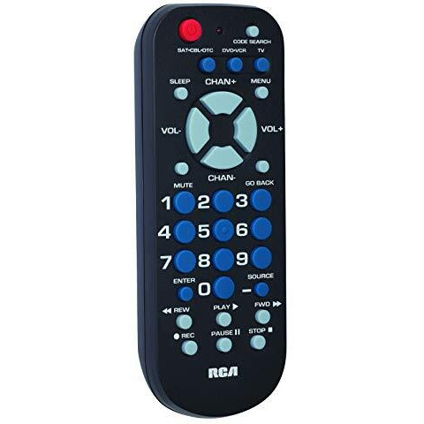 Rca 3-Device Palm-Sized Universal Remote, Long Range Ir, Replaces Most Major Remote Brands, Designed For Comfort, Rcr503Be