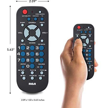 Rca 3-Device Palm-Sized Universal Remote, Long Range Ir, Replaces Most Major Remote Brands, Designed For Comfort, Rcr503Be