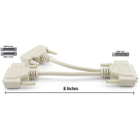 Cablesonline 8 Inch Db25 Parallel Male/Dual Female Y-Splitter Printer Cable (Ys-005)