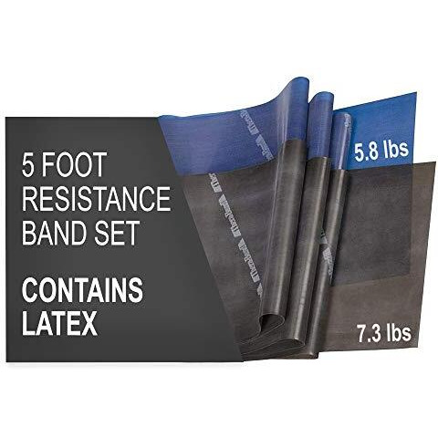 Theraband Resistance Band Set, Professional Latex Elastic Bands For Upper & Lower Body & Core Exercise, Physical Therapy, Lower Pilates, At-Home Workouts, And Rehab, 5 Foot, Blue & Black, Advanced