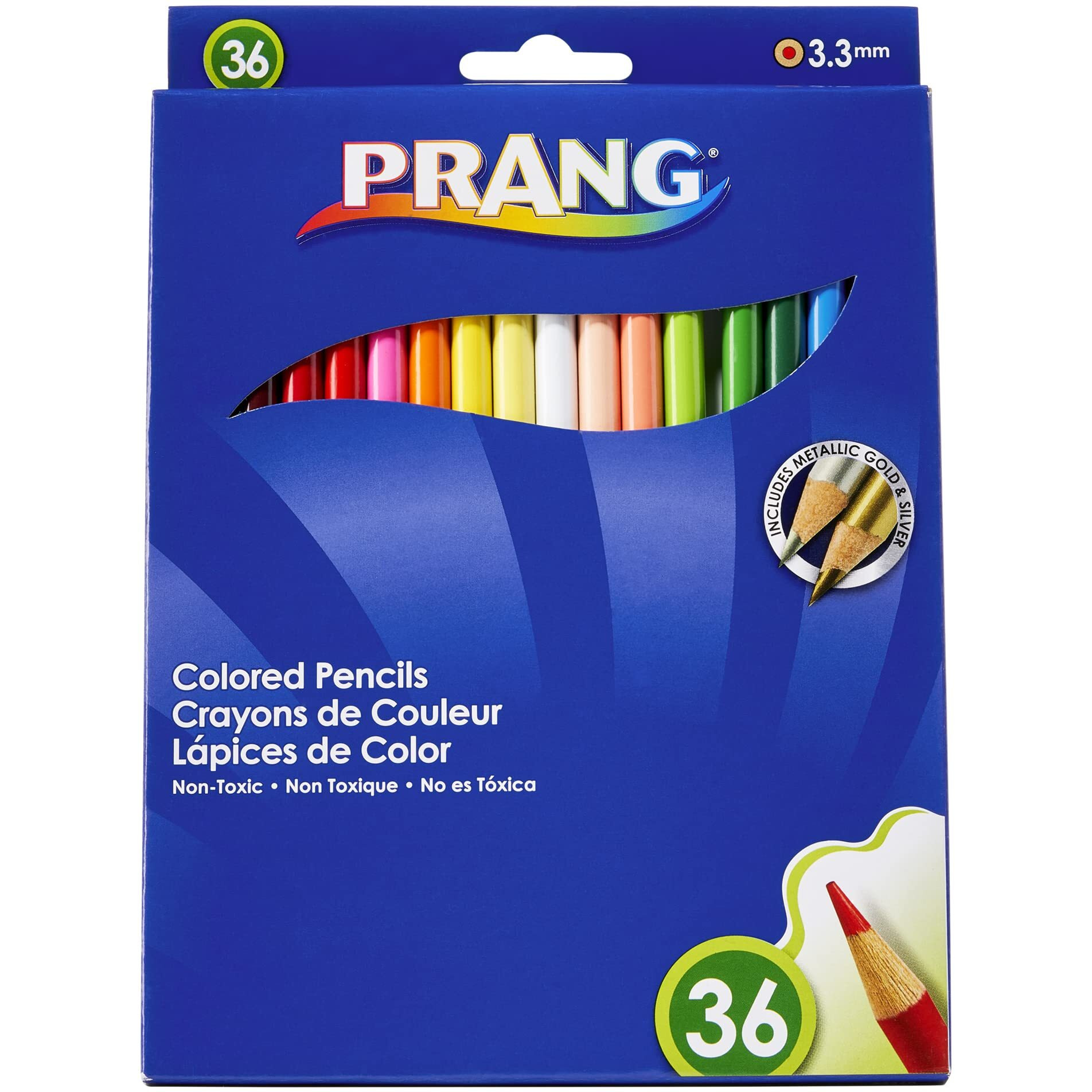 Prang Thick Core Colored Pencil Set, 3.3 Millimeter Cores, 7 Inch Length, 36 Pencils, Assorted Colors (22360)
