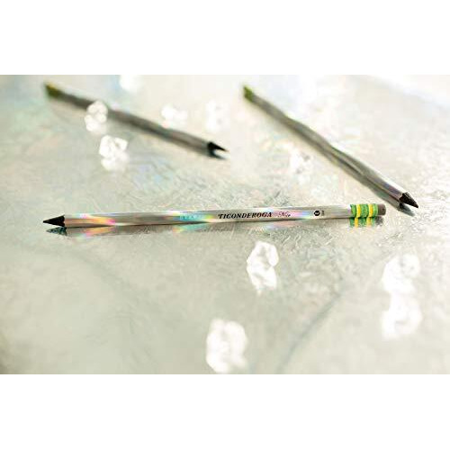 Ticonderoga Noir Black Wood-Cased 2 Pencils, Holographic Design, 12 Count
