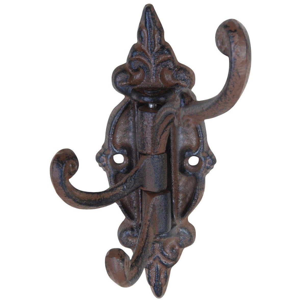 Cast Iron Vintage Antique Victorian Swing Arm Swivel Wall Hook Hall Tree 3 Hooks