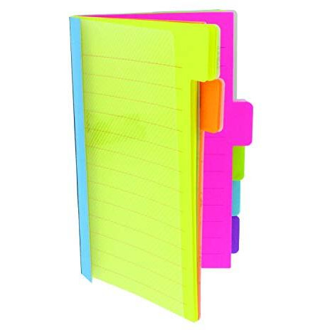 Redi-Tag Divider Sticky Notes, Tabbed Self-Stick Lined Note Pad, 60 Ruled Notes, 4 X 6 Inches, Assorted Neon Colors (29500)