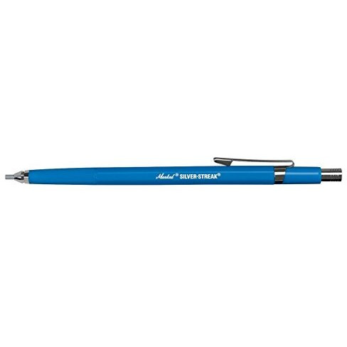 Markal 96107- Markal Refillable Mechanical Holder With 6 Silver Highly Visible Reflective Lead Refills, Built-In Sharpener, 1 Click Advance -Ideal For Metal Layout & Fabrication Work, Silver Streak
