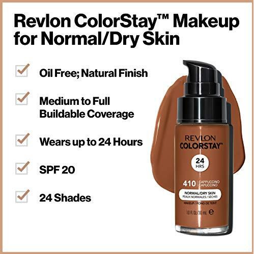 Revlon Liquid Foundation, Colorstay Face Makeup For Normal And Dry Skin, Longwear Full Coverage With Matte Finish, Oil Free, 150 Buff, 1.0 Oz