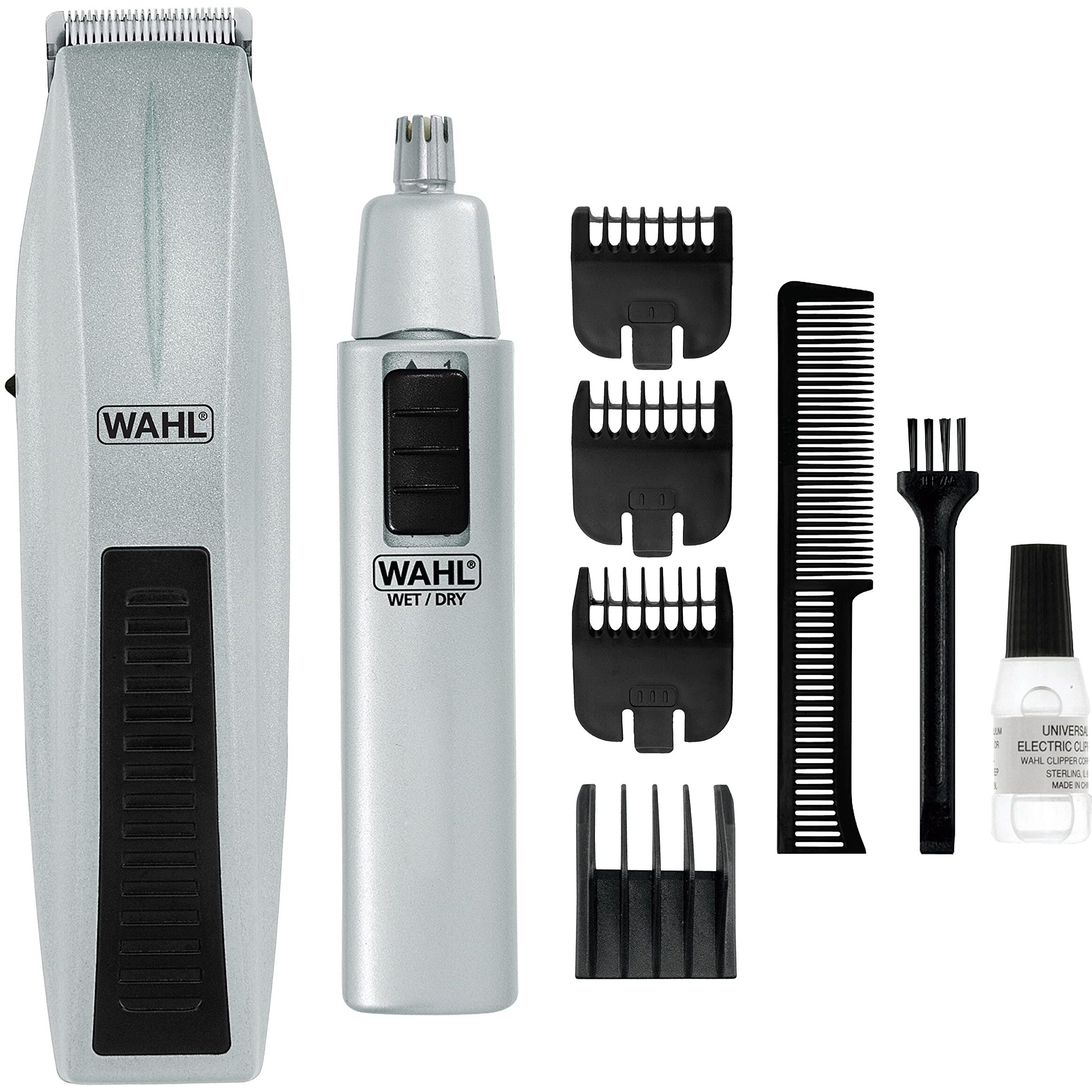 Wahl Beard Trimmer For Men - Battery Operated Facial Hair Grooming Set For Mustaches, Beard, Neckline, Light Detailing And Grooming With Bonus Battery Nose & Ear Hair Trimmer - Model 5537-420