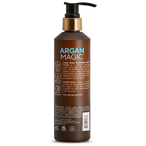 Argan Magic Nourishing Hair Cream - Hydrates, Conditions, And Eliminates Frizz For All Hair Types | Seals In Shine | Made In Usa, Paraben Free, Cruelty Free (8.5 Oz)