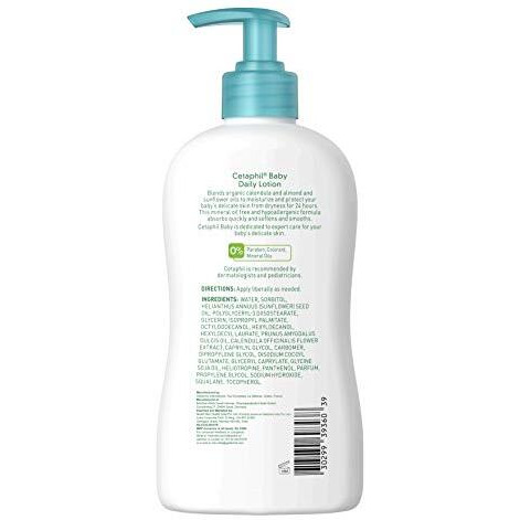 Cetaphil Baby Daily Lotion With Organic Calendula |Vitamin E | Sweet Almond & Sunflower Oils |13.5 Fl. Oz