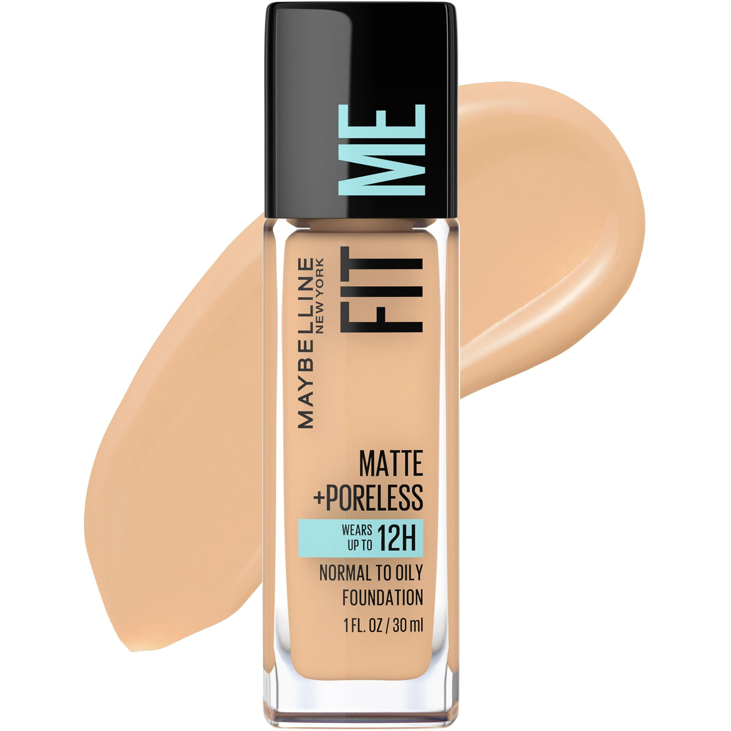 Maybelline Fit Me Matte + Poreless Liquid Oil-Free Foundation Makeup, Natural Beige, 1 Count (Packaging May Vary)