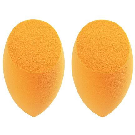 Real Techniques Miracle Complexion Sponge Duo, Makeup Blending Sponge, For Foundation, Offers Light To Medium Coverage, Natural, Dewy Makeup, Orange Sponge, Latex-Free Foam, 2 Count