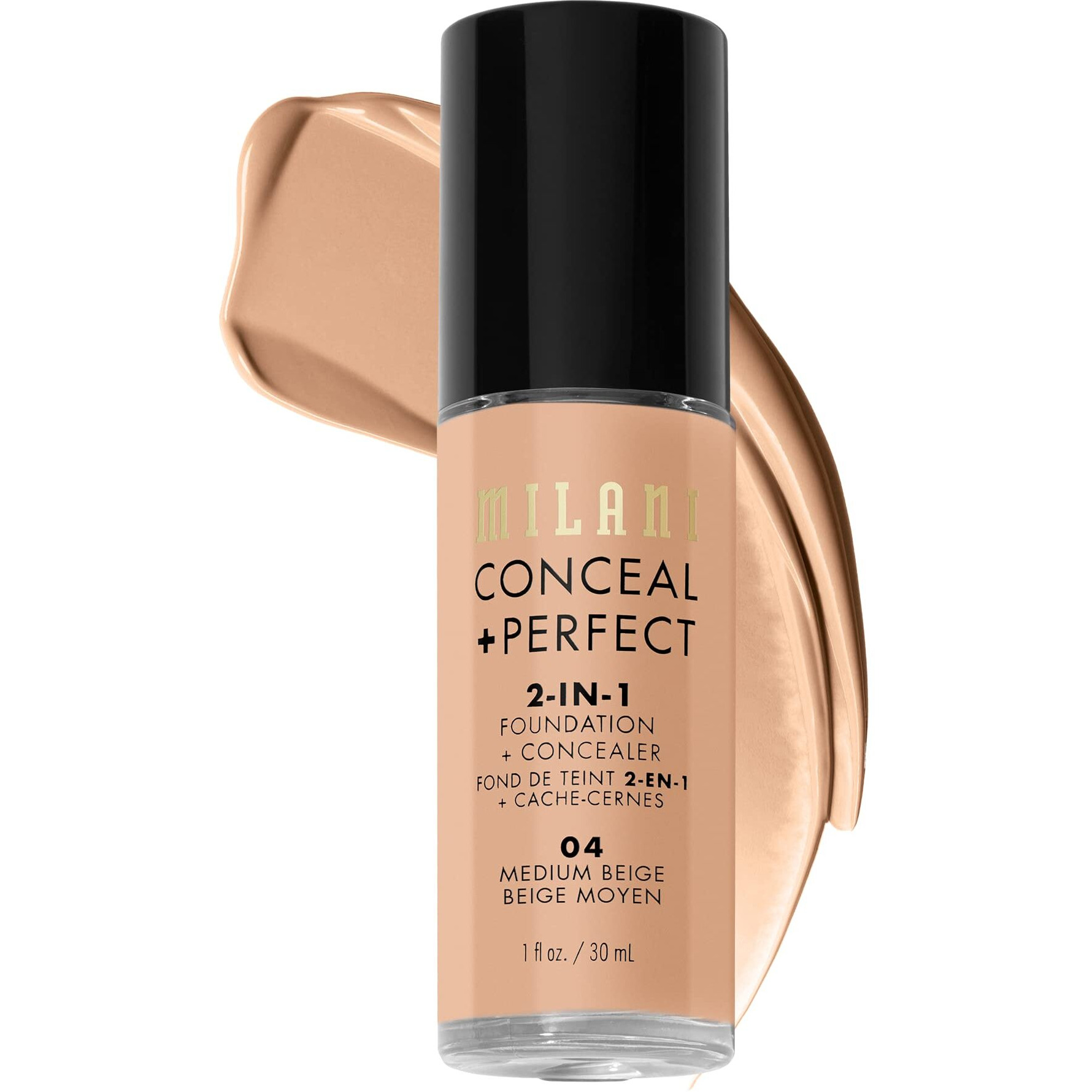 Milani Medium Beige Liquid Foundation Concealer - Flawless Complexion, Cruelty-Free, Covers Blemishes