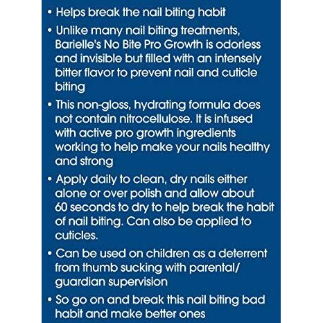 Barielle No Bite Pro Growth, 05 Ounce - Nail Biting Prevention Treatment For Adults & Children, Stops Nail Biting - Made In Usa
