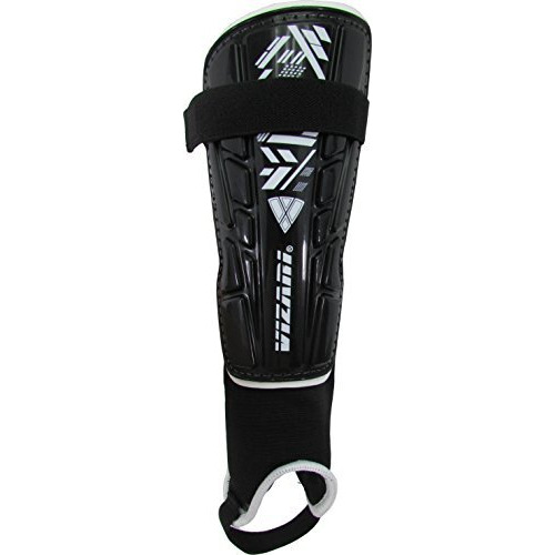 Vizari Malaga Soccer Shin Guard For Kids| Youth Soccer Shin Guard | Lightweight And Breathable Child Calf Protective Gear Soccer Equipment | Black / White | Large