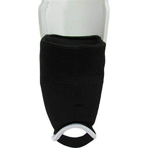 Vizari Malaga Soccer Shin Guard For Kids| Youth Soccer Shin Guard | Lightweight And Breathable Child Calf Protective Gear Soccer Equipment | Black / White | Large