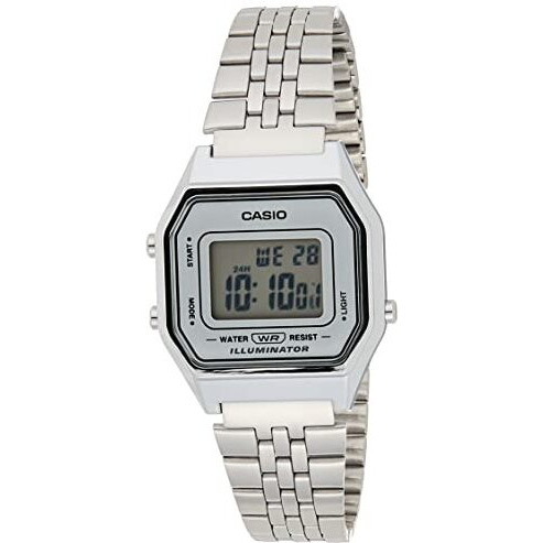 Casio Ladies Mid-Size Silver Tone Digital Retro Watch La-680Wa-7Df