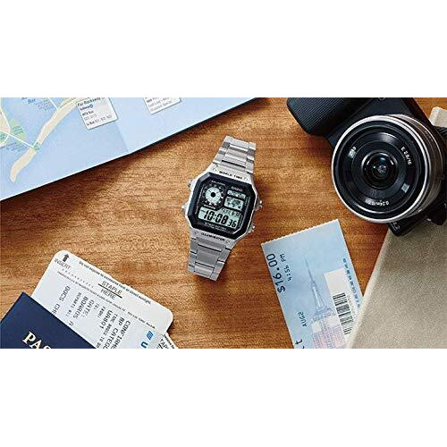 Casio Men's Classic Stainless Steel Japanese-Quartz Stainless-Steel Strap, Silver, 21 Casual Watch (Model Ae1200Whd-1A)