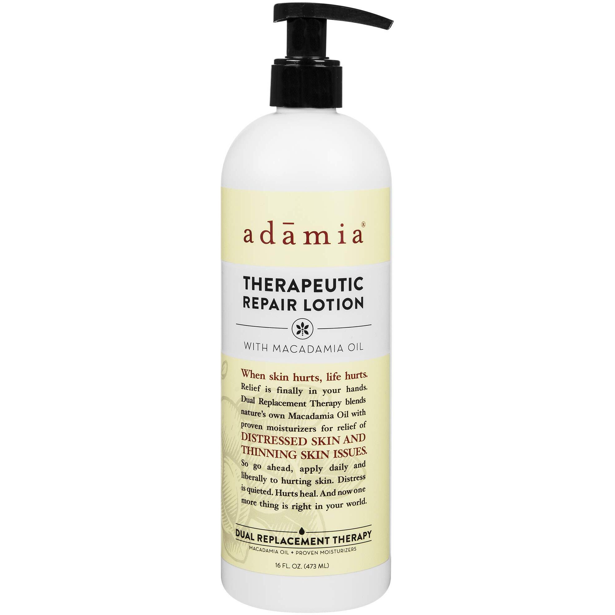 Adamia Therapeutic Repair Lotion With Macadamia Nut Oil And Promega-7, 16 Fl Oz Bottle- Fragrance Free, Paraben Free, Non Gmo, White