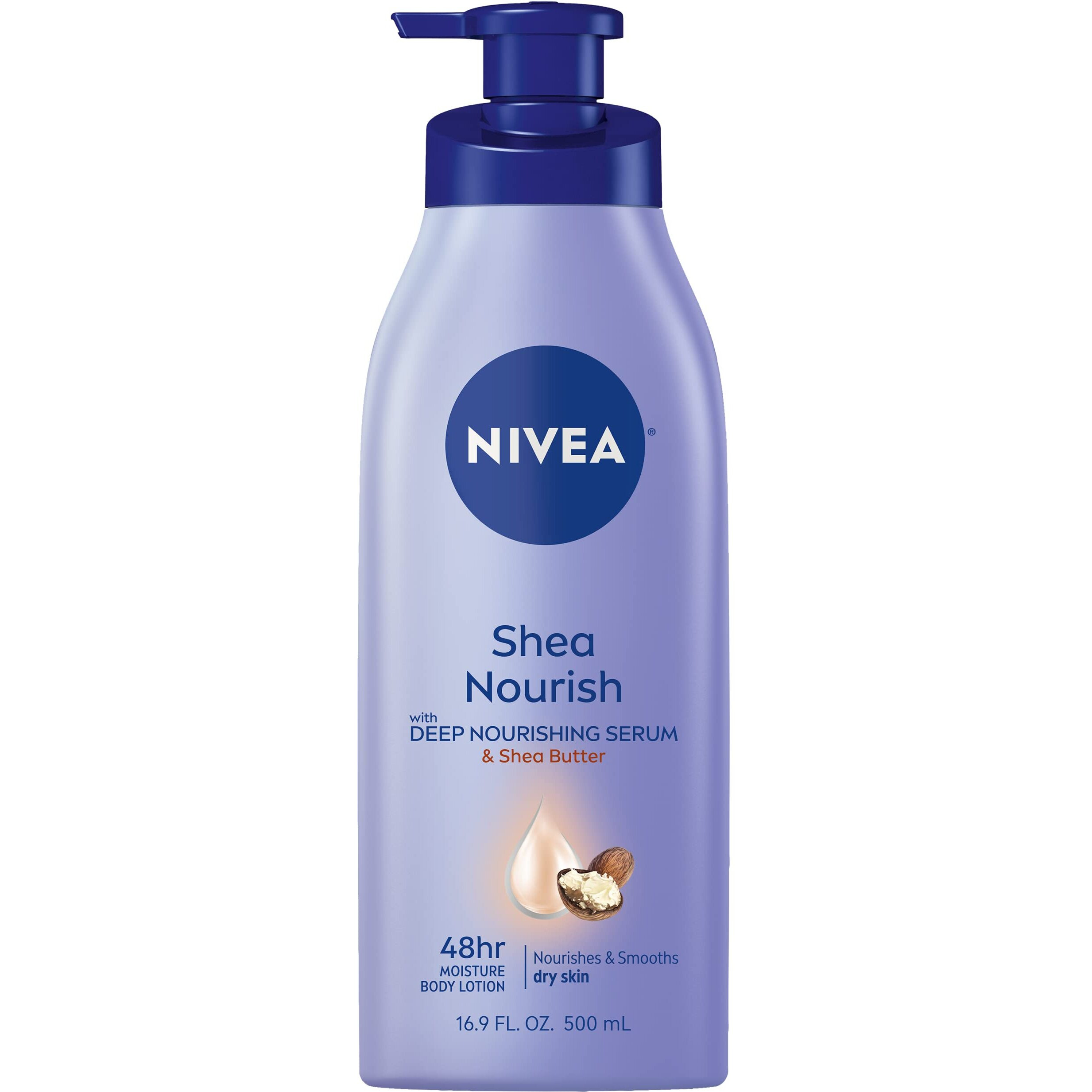Nivea Shea Nourish Body Lotion, Dry Skin Lotion With Shea Butter, 16.9 Fl Oz Pump Bottle