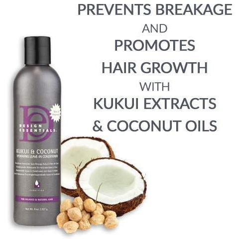Design Essentials Natural Kukui & Coconut Hydrating Leave-In Conditioner For Relaxed And Natural Hair - 8 Oz
