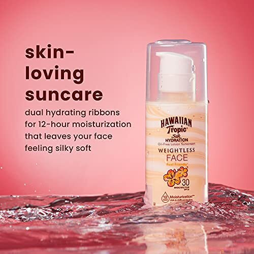 Hawaiian Tropic Weightless Hydration Lotion Sunscreen For Face Spf 30, 17Oz  Travel Size Face Sunscreen, Oil Free, Sunblock Face, Mini Sunscreen Spf 30, 17Oz
