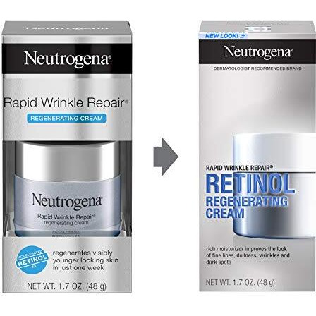 Neutrogena Rapid Wrinkle Repair Retinol Face Moisturizer, Daily Anti-Aging Face Cream With Retinol & Hyaluronic Acid To Fight Fine Lines, Wrinkles, & Dark Spots, 1.7 Oz