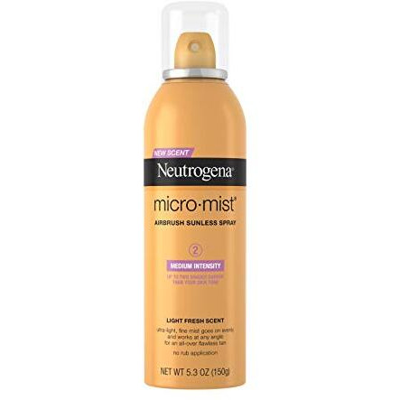 Neutrogena Micromist Airbrush Sunless Tanning Spray, Gradual Sunless Indoor Tanner With Witch Hazel, Alcohol-Free, Oil-Free & Non-Comedogenic Formula, Medium Intensity, 5.3 Oz