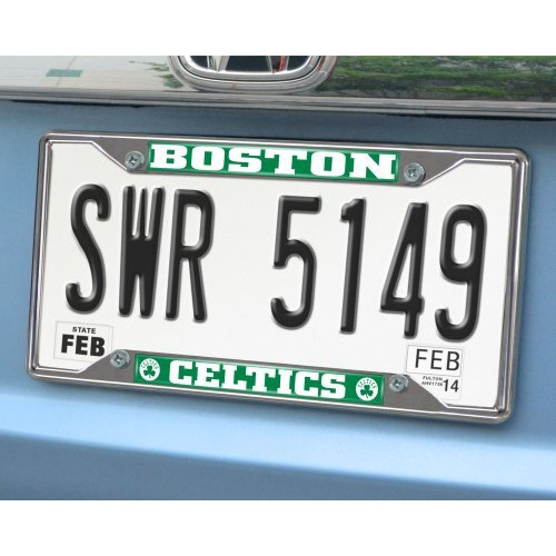 Fanmats 14839 Boston Celtics Chrome Metal License Plate Frame, Team Colors, 6.25In X 12.25In