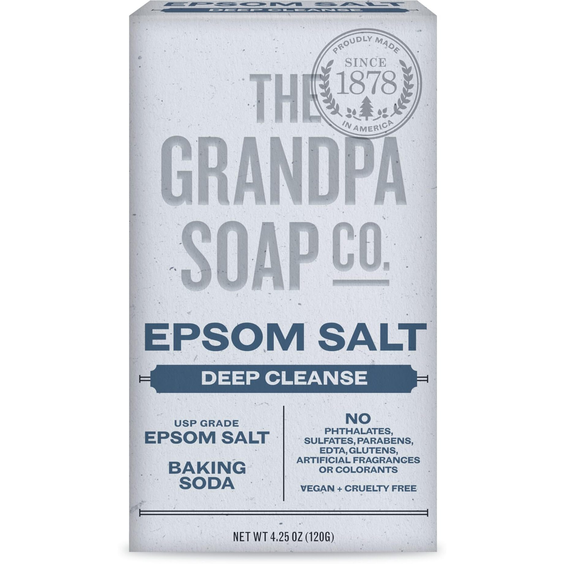 Grandpa's Epsom Salt Bar Soap By The Soap Company | Natural Face & Body Soap | Epsom Salt + Baking Soda | Deep Cleanse | Paraben Free Bar Soap | Unisex | 4.25 Oz.