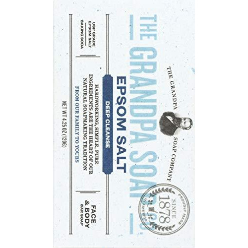 Grandpa's Epsom Salt Bar Soap By The Soap Company | Natural Face & Body Soap | Epsom Salt + Baking Soda | Deep Cleanse | Paraben Free Bar Soap | Unisex | 4.25 Oz.