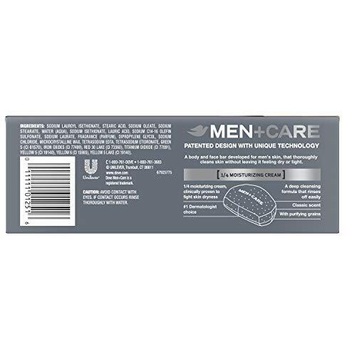Dove Men+Care Body And Face Bar More Moisturizing Than Bar Soap Deep Clean Effectively Washes Away Bacteria, Nourishes Your Skin, 375 Ounce (Pack Of 8)