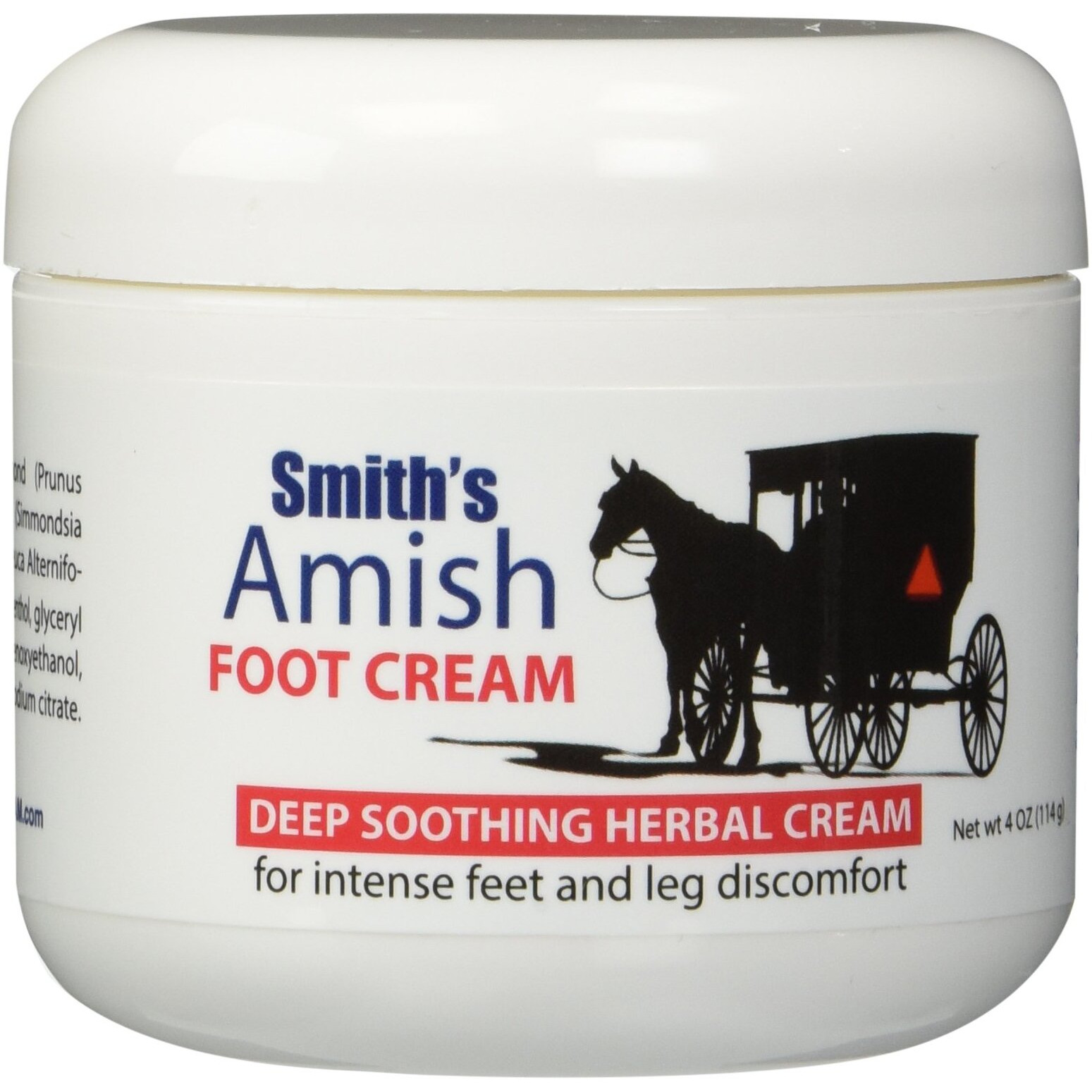 Smiths Amish Foot Cream (4 Oz) Deep Soothing Herbal Cream For Intense Foot And Leg Discomfort Including Burning, Cramping And Restlessness Sensations