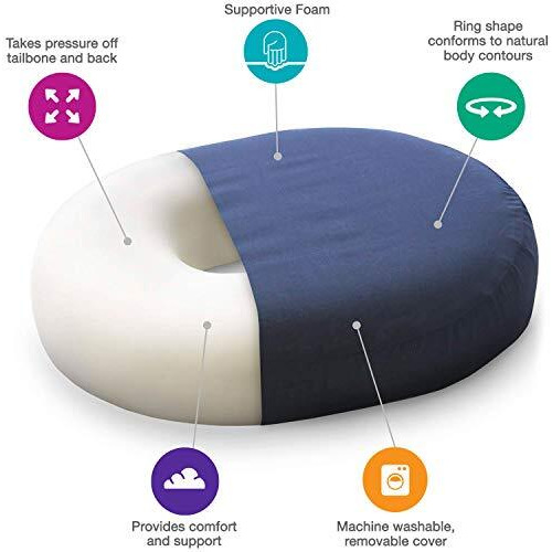 Dmi Seat Cushion Donut Pillow And Chair Pillow For Tailbone Pain Relief, Hemorrhoids, Prostate, Pregnancy, Post Natal, Pressure Relief And Surgery, 16 X 13 X 3, Navy