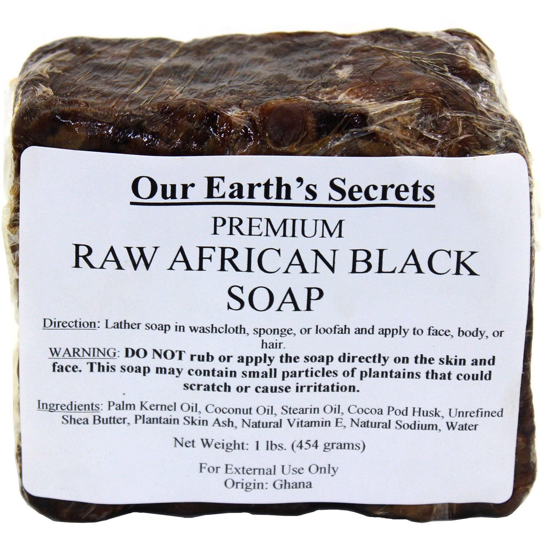 Our Earths Secrets Raw African Black Soap, 1 Lb
