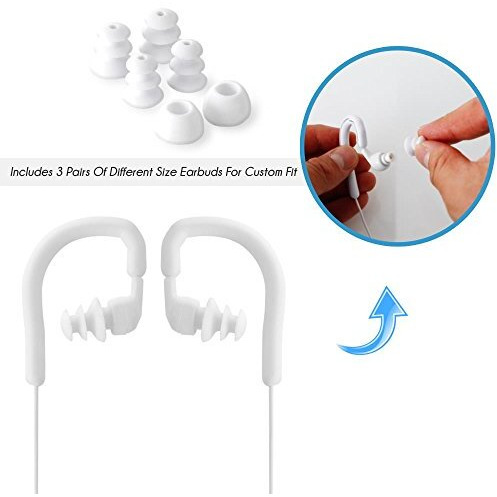 Pylehome Wired Waterproof Ear Headphones - Ip7 Marine Grade Flexible And Comfortable Wearable Earphones For Sport Like Swimming Running Gym Workout W/ 3 Earbud Mp3 And Ipod Compatible Pwpe10W