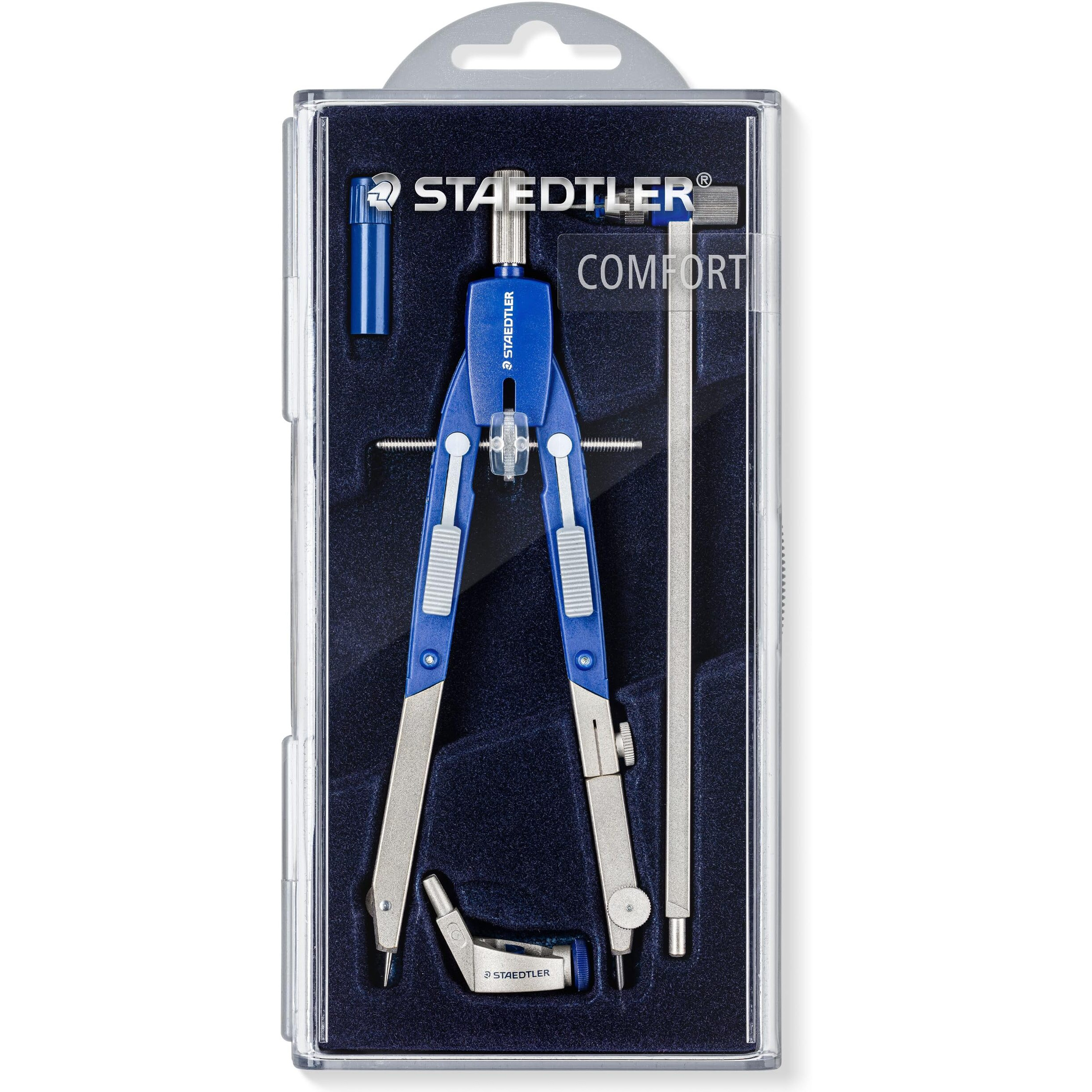 Staedtler Comfort 4 Pc Metal 6"" Quick Setting Compass Set, 552 02