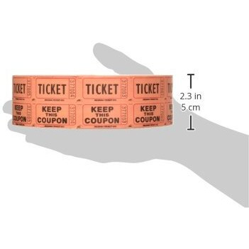 Indiana Ticket Company 56759 Raffle Tickets, (4 Rolls Of 2000 Double Tickets) 8, 000 Total 50/50 Raffle Tickets, (Assorted Colors)