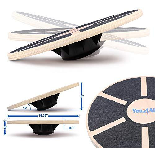 Yes4All Versatile Wooden Wobble Balance Trainer Board With 360 Degree Rotation, Balance Board For Standing Desk, Core Training, Exercise Balance Stability Trainer 15.75 Inch