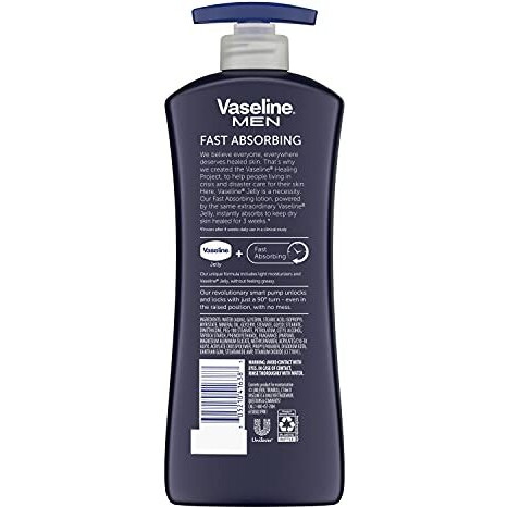 Vaseline Men Healing Moisture Body Lotion, Fast Absorbing, 20.3 Fl Oz (Pack Of 1)