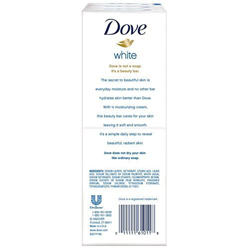Dove Beauty Bar, White 4 Oz, 6 Bar, Blue, Unscented, 24 Oz