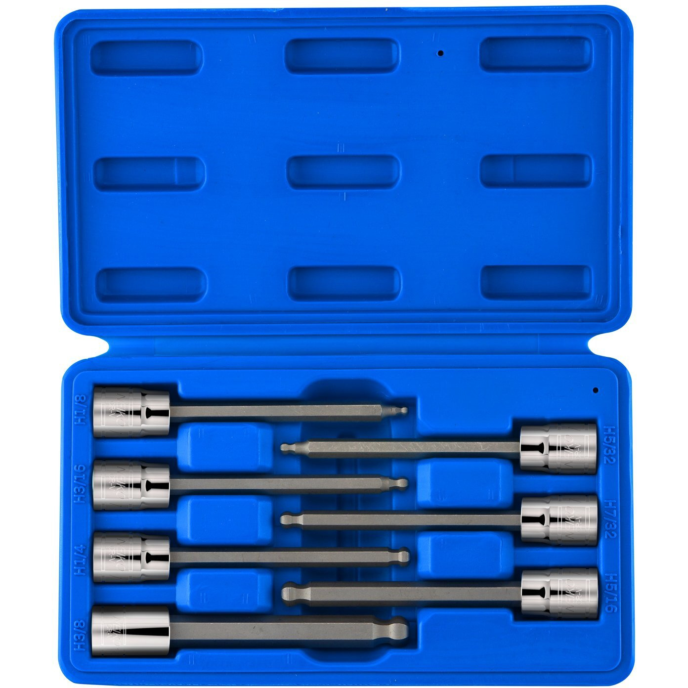 Neiko 10072A 3/8-Inch Drive Extra Long Allen Hex Bit Socket Set, Sae, 1/8-Inch - 3/8-Inch | S2 And Cr-V Steel, 7-Piece Set
