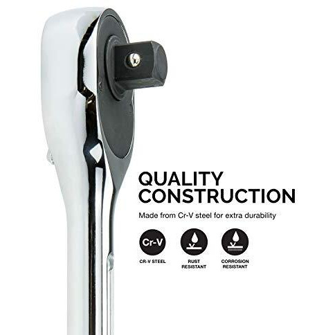 Neiko 03069A 3/4-Inch-Drive Extendable Ratchet Handle, 24-Tooth Reversible Ratcheting Feature, Extends 24 To 39 3/4 Inches