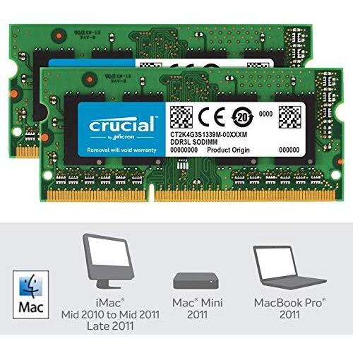 Crucial Technology 8Gb Kit (4Gbx2), 204-Pin Sodimm, Ddr3 Pc3-10600,