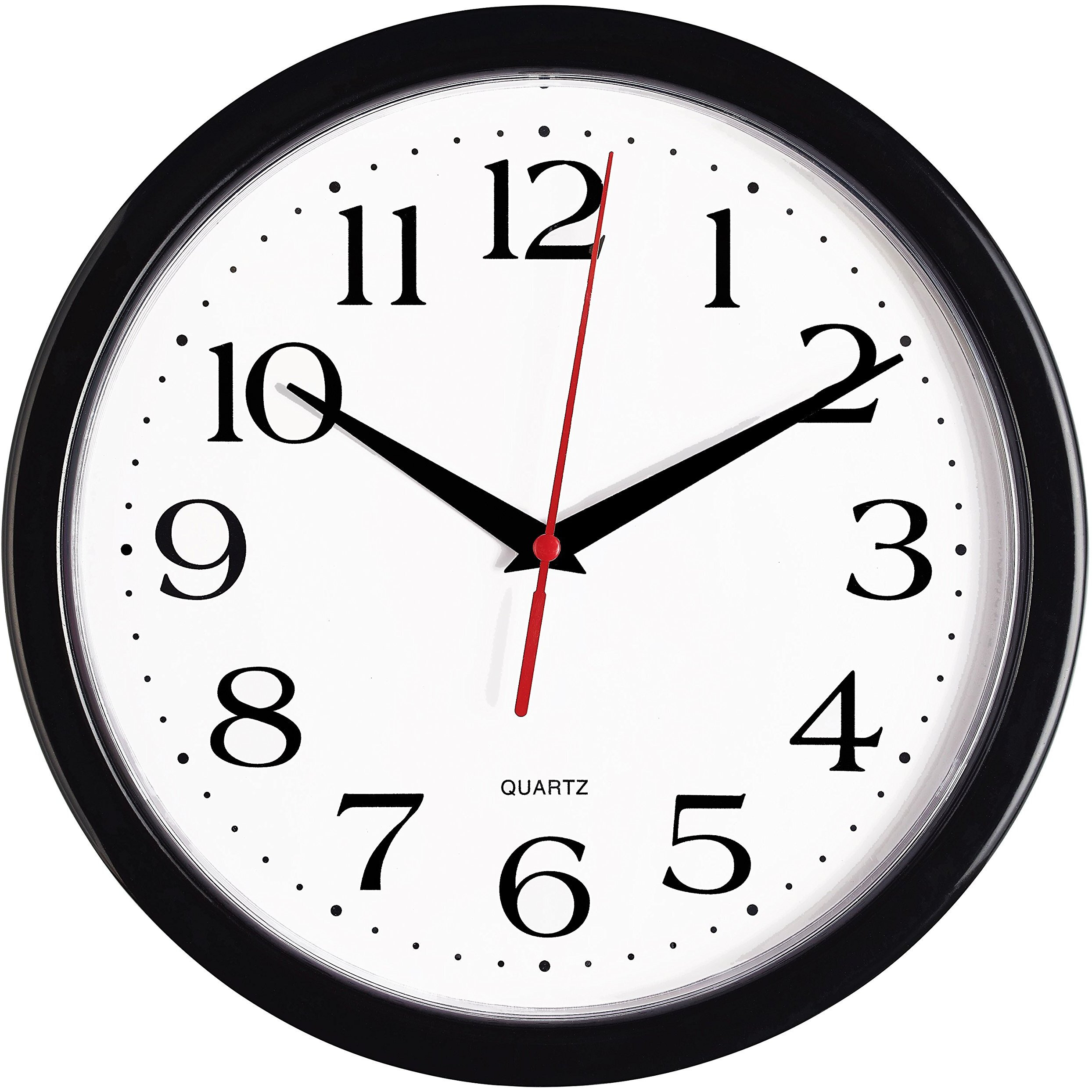 Bernhard Products Black Wall Clock Silent Non Ticking 10 Inch Quality Quartz Battery Operated Round Easy To Read Homeofficekitchenclassroomschool Clock Sweep Movement