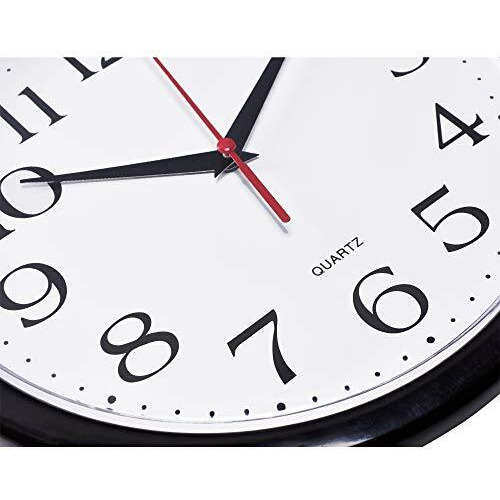 Bernhard Products Black Wall Clock Silent Non Ticking 10 Inch Quality Quartz Battery Operated Round Easy To Read Homeofficekitchenclassroomschool Clock Sweep Movement
