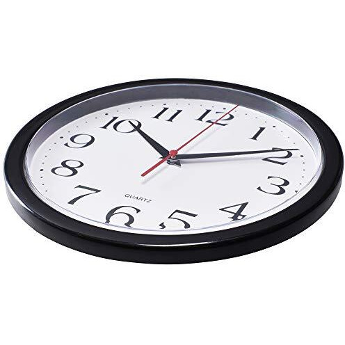 Bernhard Products Black Wall Clock Silent Non Ticking 10 Inch Quality Quartz Battery Operated Round Easy To Read Homeofficekitchenclassroomschool Clock Sweep Movement