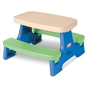 Little Tikes Easy Store Jr. Picnic Table With Umbrella - Blue / Green