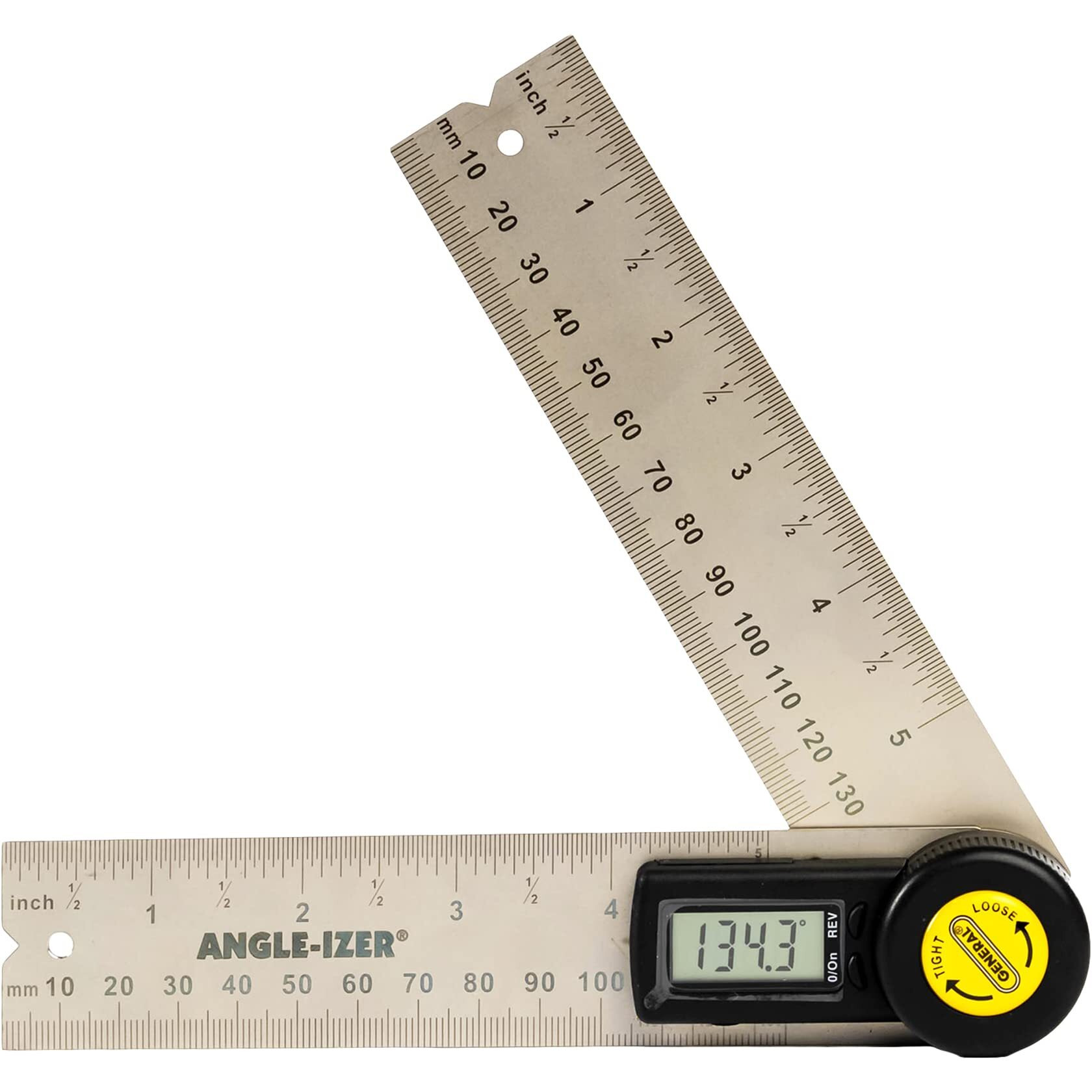 General Tools Digital Angle Finder Ruler 822 - 5"" Stainless Steel Woodworking Protractor Tool With Large Lcd Display