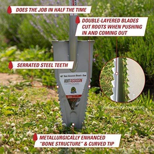 Root Assassin 48"" Garden Shovel/Saw - The Original & Best Award Winning Combo Gardening Spade Tool, Yard, Root, Stump, Tree Removal, Landscaping, Trimming Specialized Digging (48"" Shovel/Saw)