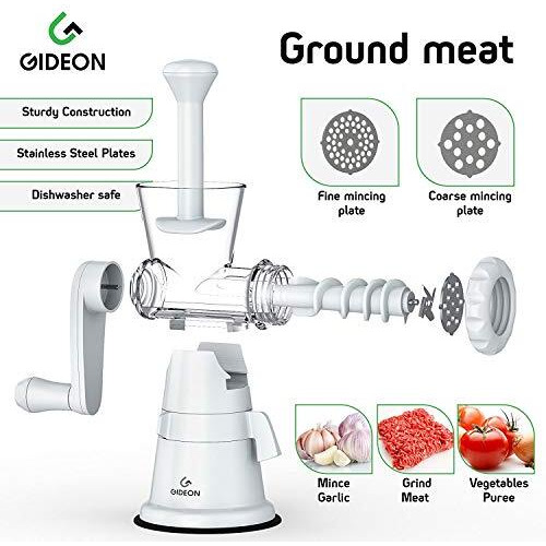 Gideon Hand Crank Manual Meat Grinder Heavy Duty Stainless Steel Blades With Powerful Suction Base Effortlessly Grind Meat, Vegetables, Garlic, Fruits, Etc